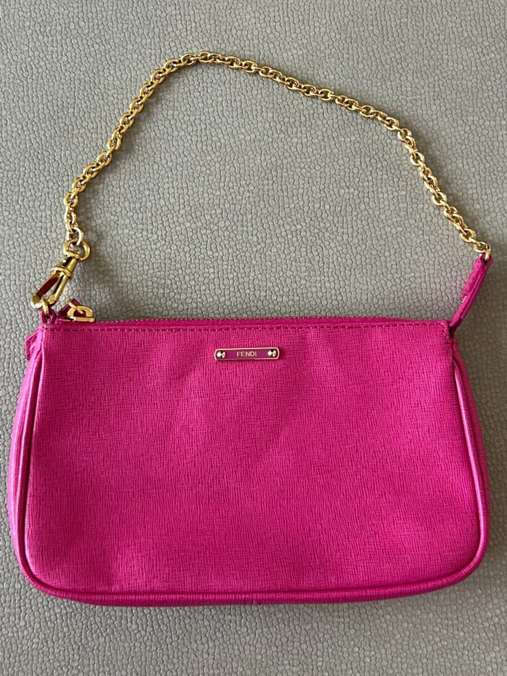 Fendi Crayon Pochette in Magenta w/ Gold Chain